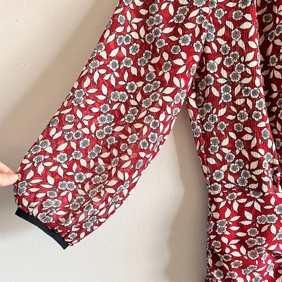BA&SH Billy Ruched Floral Dress | Bordeaux | Size US 6 | Good Condition 🌸💕 - Picture 6 of 16